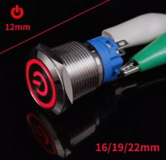 Металлический водонепроницаемый кнопочный переключатель ВКЛ./ВЫКЛ. ПК 12