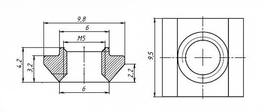 Сухарь пазовый М3 паз 6 профиль 2020 10шт